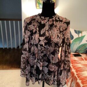 Romantic Loft Sheer Floral Swing Blouse